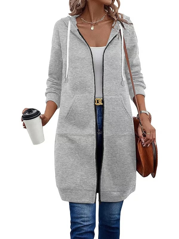 Women Casual Zip up Polyester Hoodies