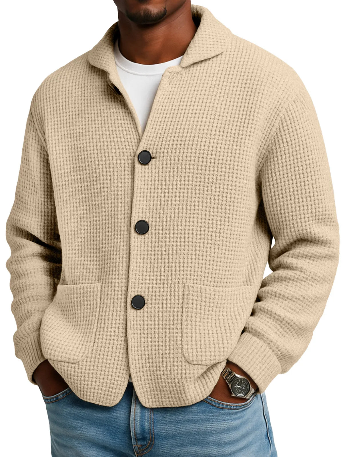 Autumn And Winter Solid Color Stand Collar Knitted Jacket