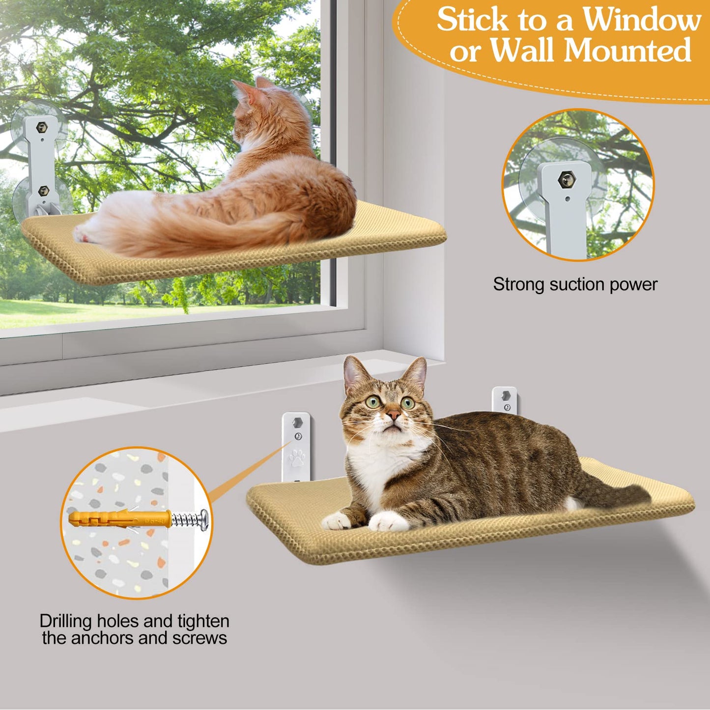 mamymarket™-Foldable Cat Hammock Suction Cup Cat Hammock