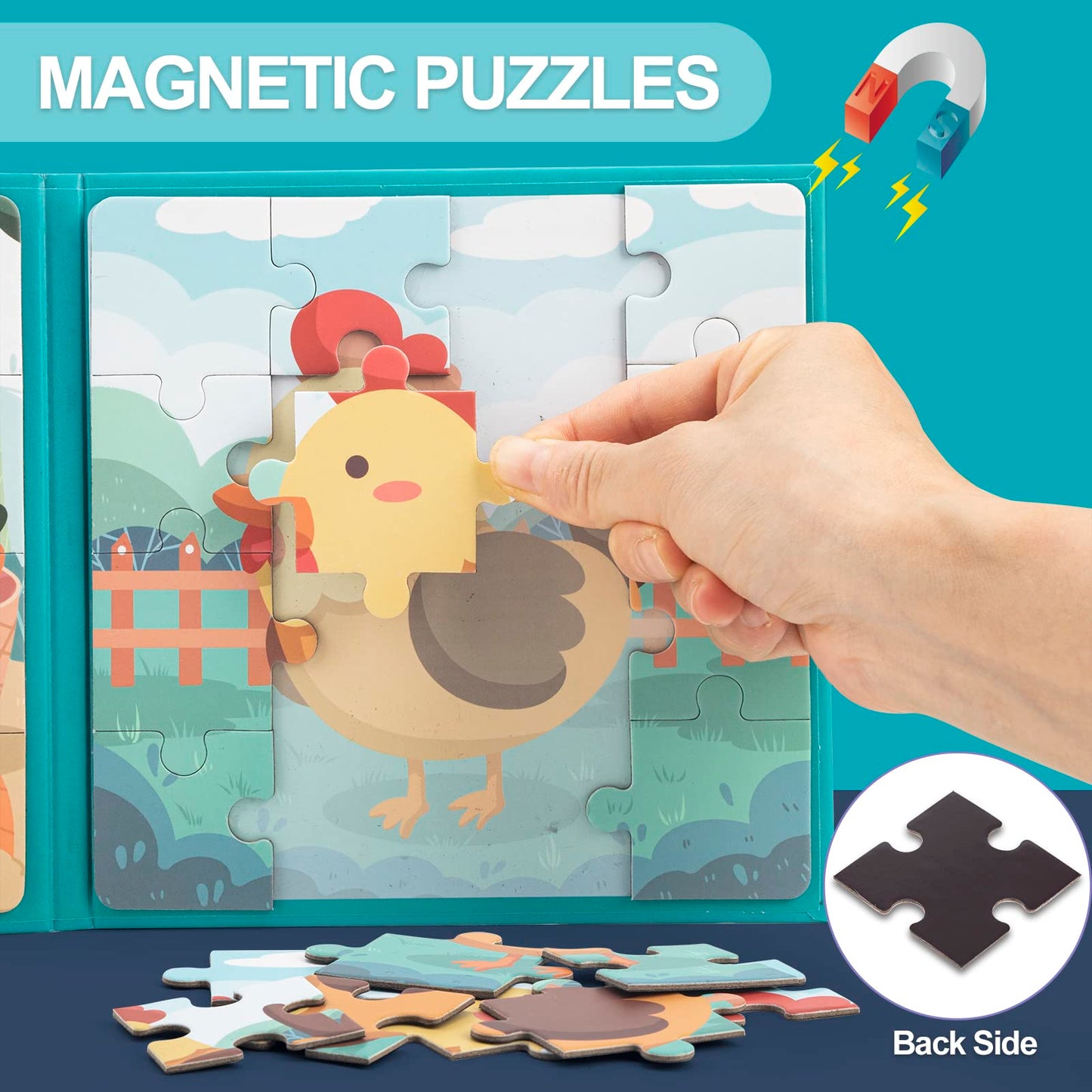 mamymarket™-Wooden 3-in-1 Magnetic Advanced Folding Puzzle