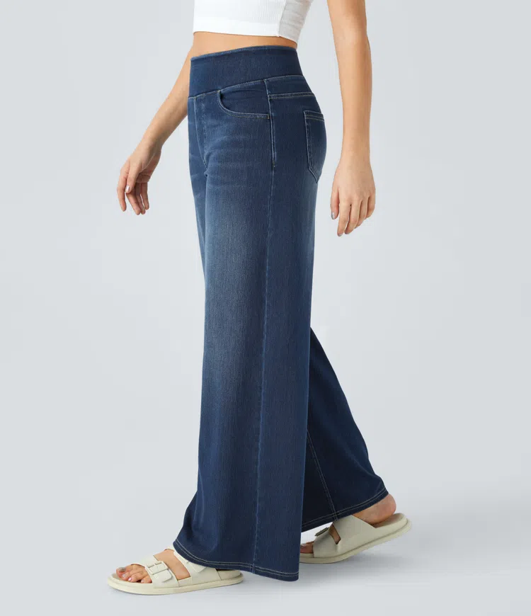 mamymarket™-Quinn Super Stretch High-Waisted Wide Leg Jeans