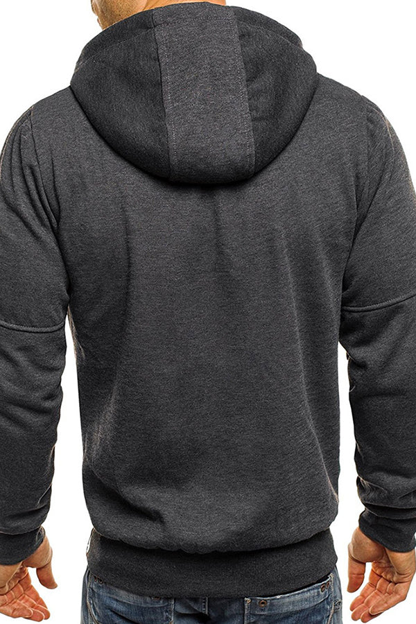 Men's Sports Fitness Leisure Jacquard Sweater Cardigan Hooded Jacket