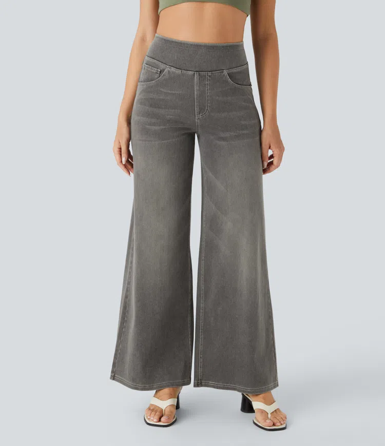 mamymarket™-Quinn Super Stretch High-Waisted Wide Leg Jeans