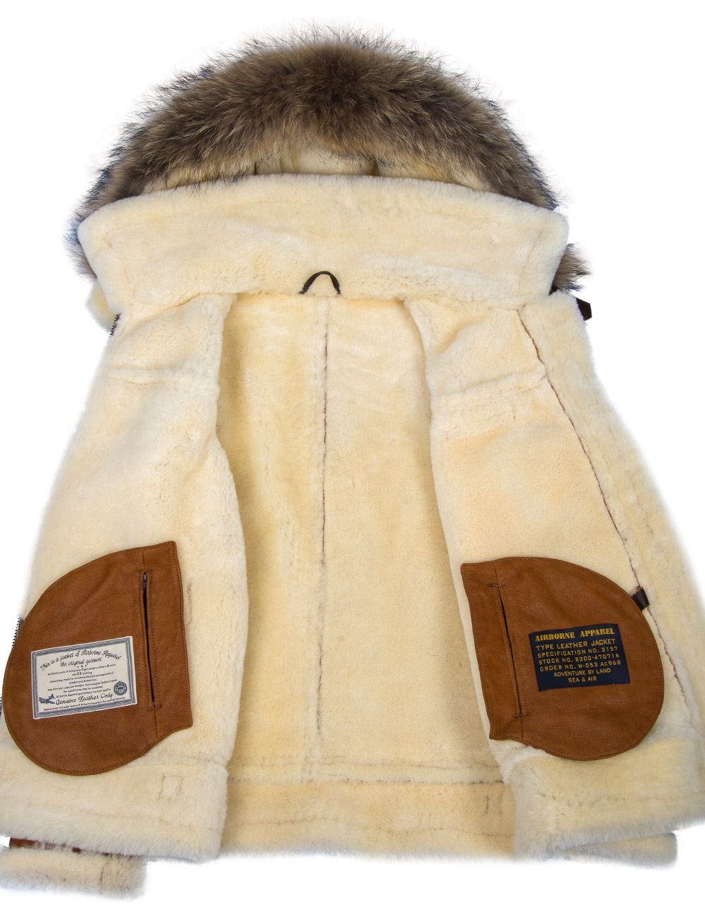 BOMBER B-3 SHEEPSKIN JACKET HOODED WHISKEY[FREE SHIPPING TODAY]