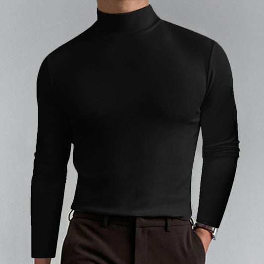 Mens High Neck Slim Fit Long Sleeve T-shirt