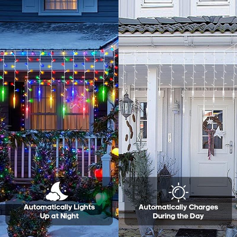Solar Powered Icicle String Lights