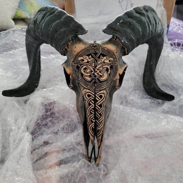 Carved Ram Skull