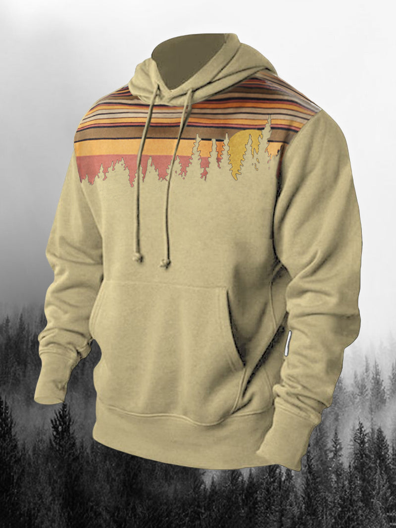 Forest Printed Casual Drawstring Hoodie