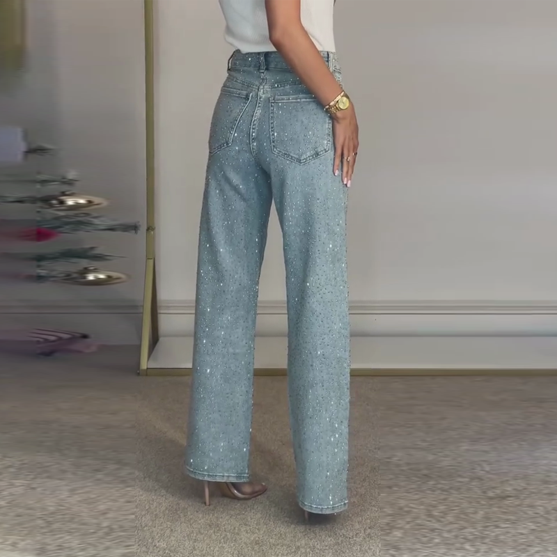 🔥Straight leg jeans with rhinestones✨Become the shining protagonist!✨