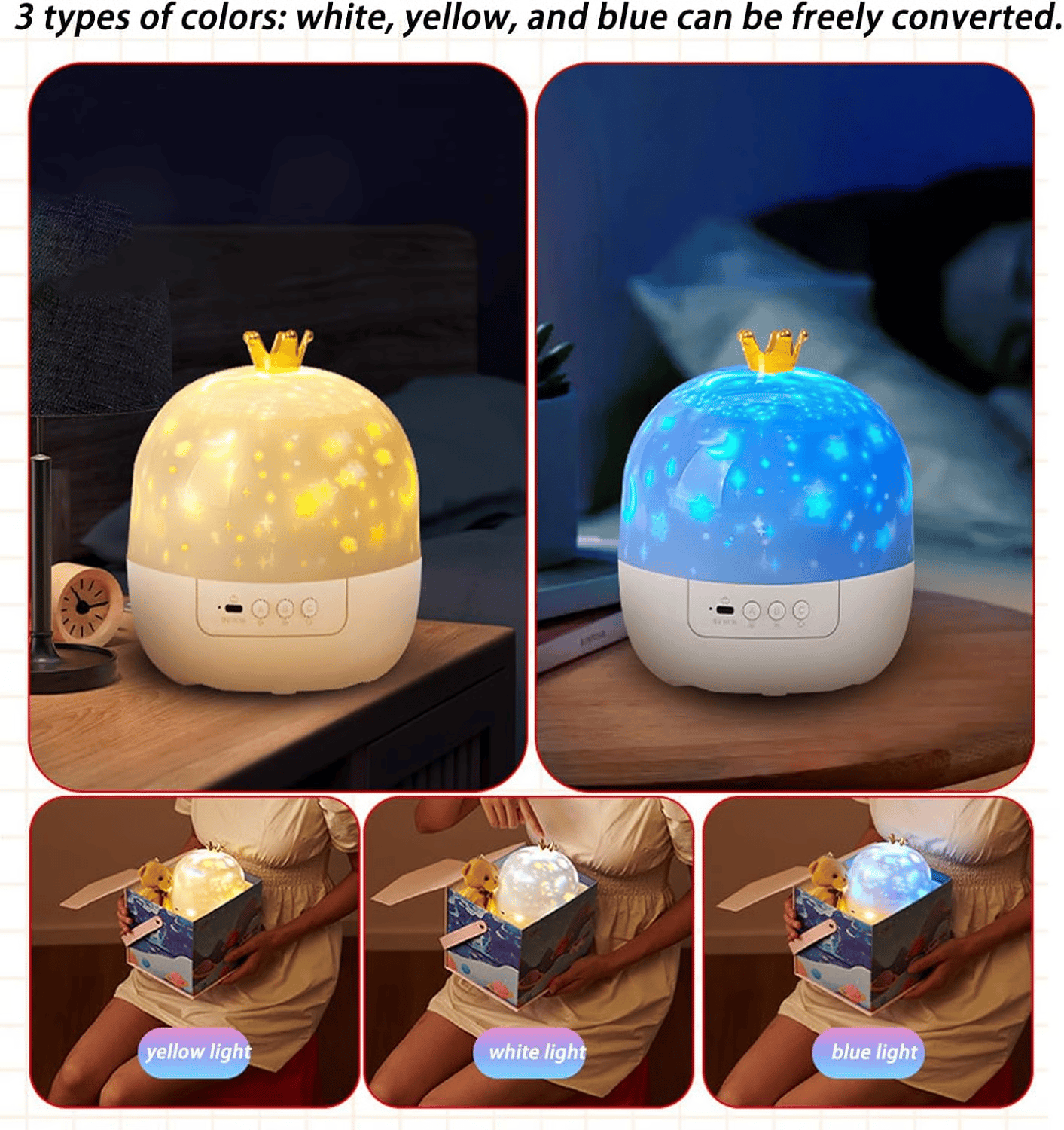 Projector Night Light for Kids 15 Sets of Films🔋Type-C Charging