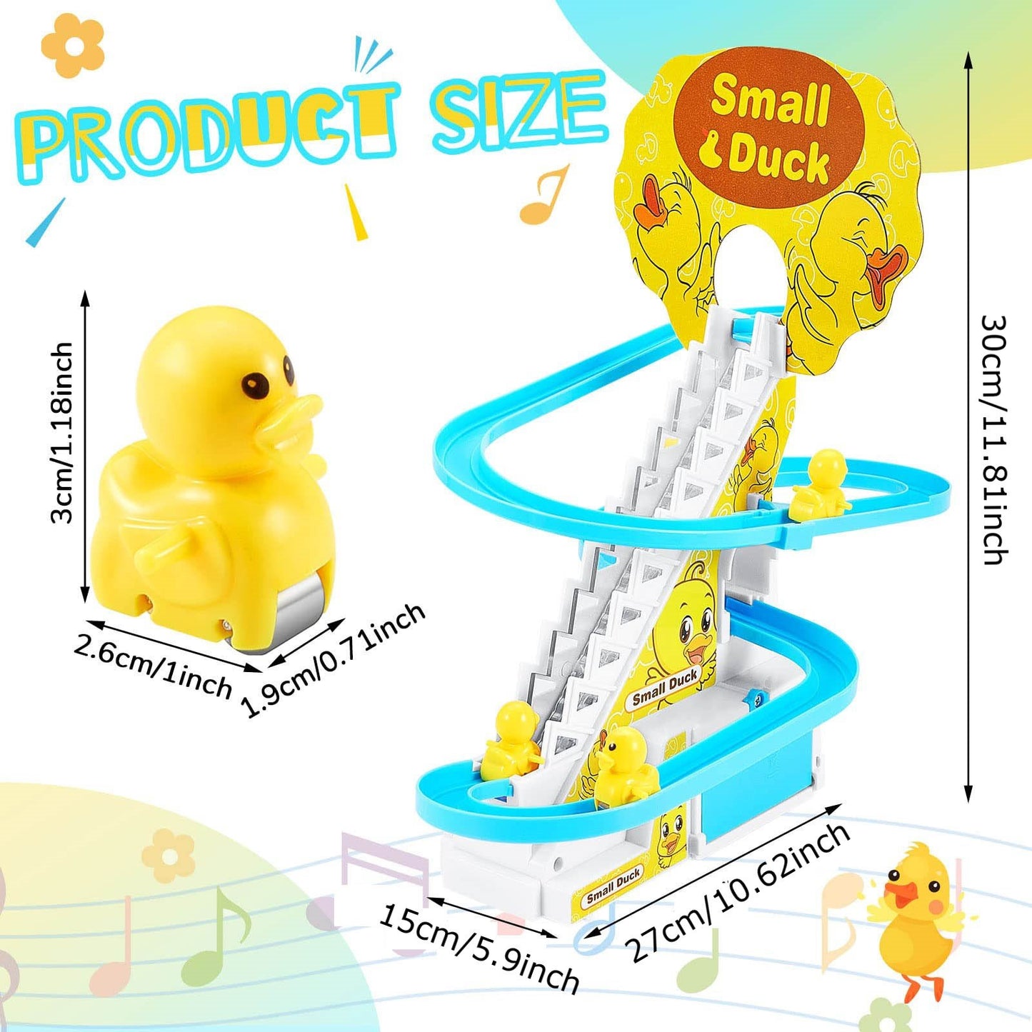 mamymarket™-Funny Automatic Stair-Climbing Ducklings Cartoon Race Track Set