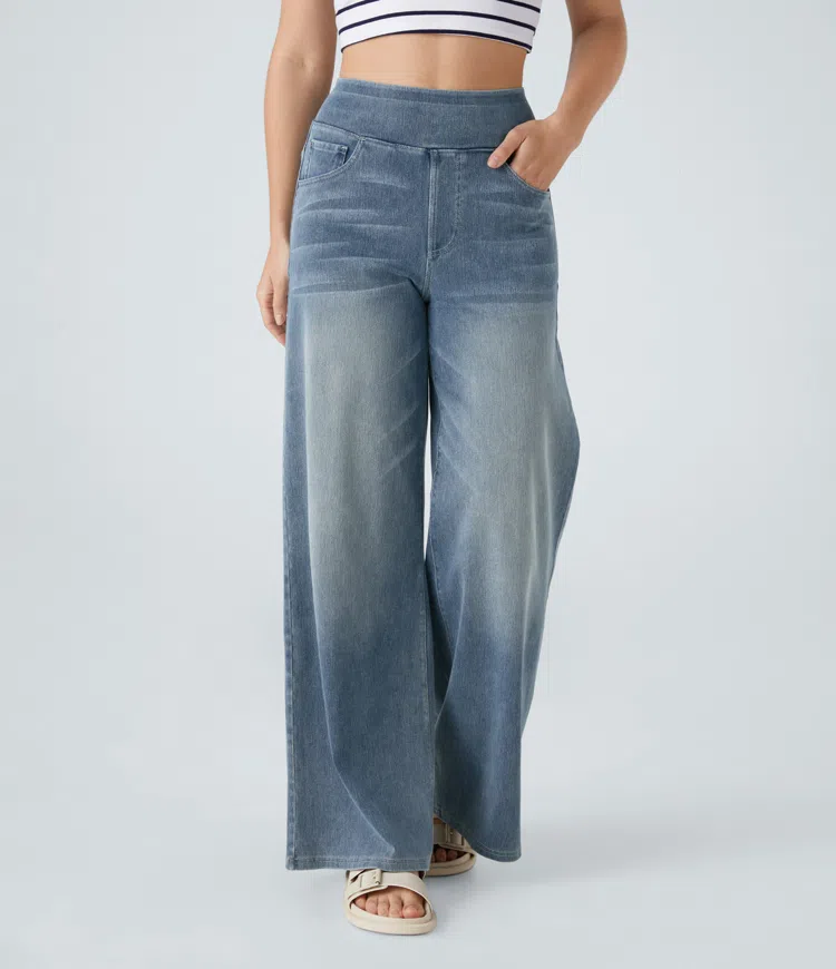 mamymarket™-Quinn Super Stretch High-Waisted Wide Leg Jeans