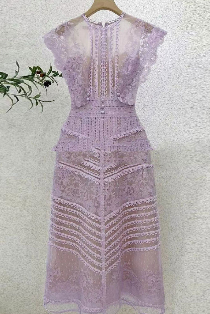 Crochet lace elegant embroidered dress