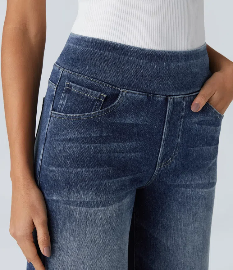 mamymarket™-Quinn Super Stretch High-Waisted Wide Leg Jeans