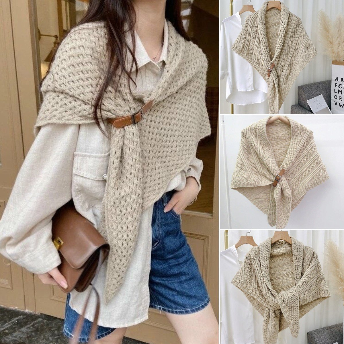 🔥Hot Sale 49% OFF-Knitted Triangle Shawl with Leather Buckle