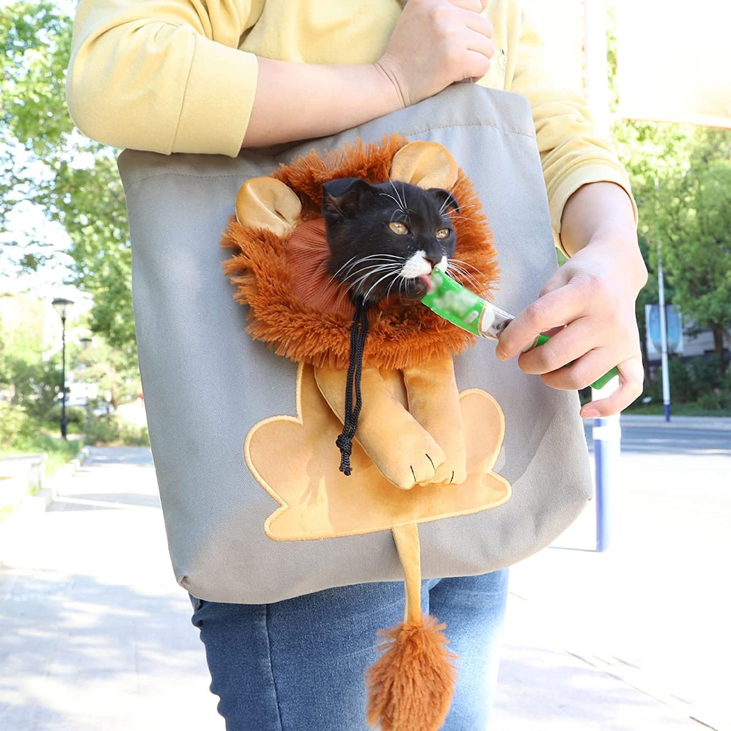 mamymarket™-Lion-Shaped Pet Canvas Shoulder Bag