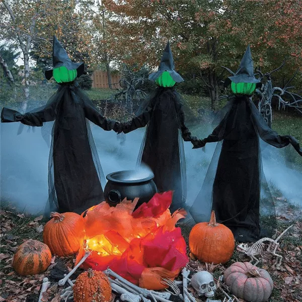 🔥HOT SALE 👻Happy Halloween👻Lighted Halloween Triplets Witch Decoration Set