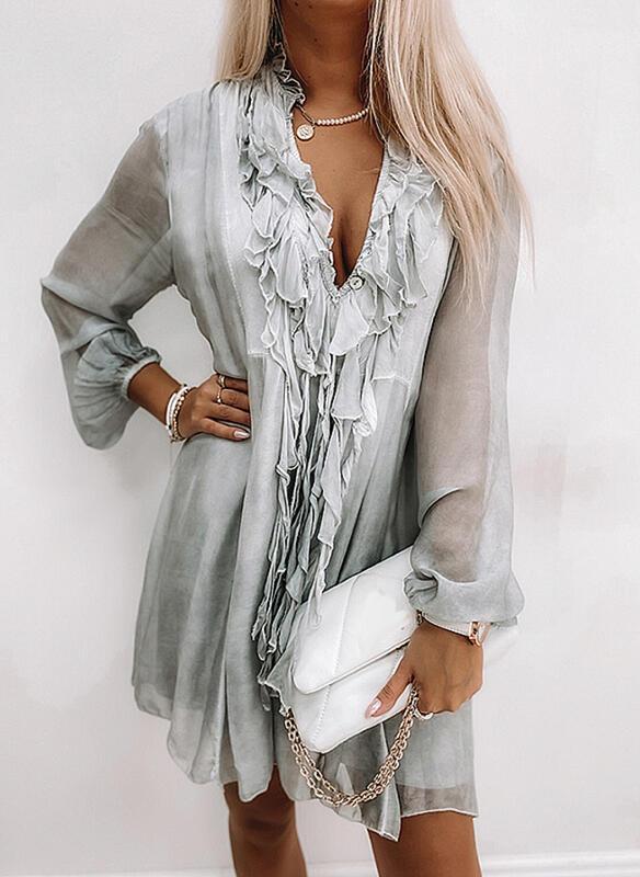 Breathable ruffled chiffon shirt