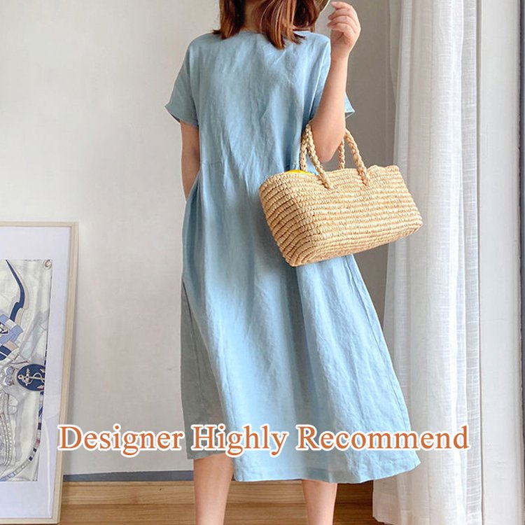 Japanese Style Linen Cotton Dress(50%OFF)