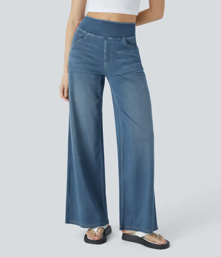 mamymarket™-Quinn Super Stretch High-Waisted Wide Leg Jeans