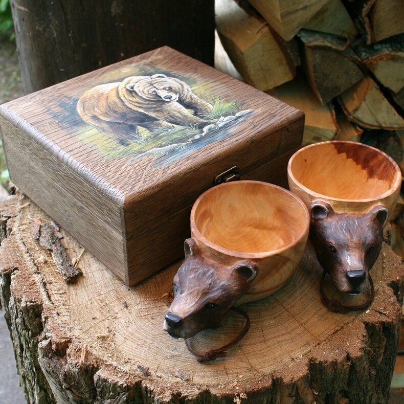 Hand Carved Wooden Mug