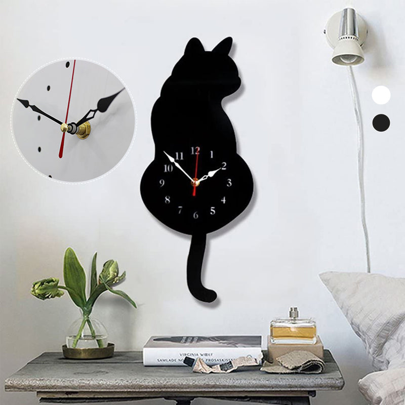 Nordic Cat Wagging Tail Wall Clock