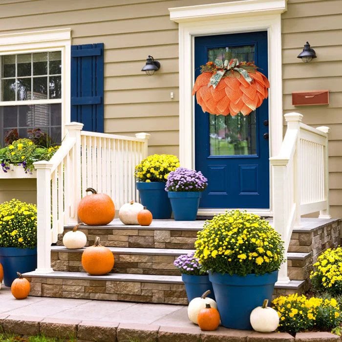 🍁 Farmhouse Pumpkin Wreath For Front Door