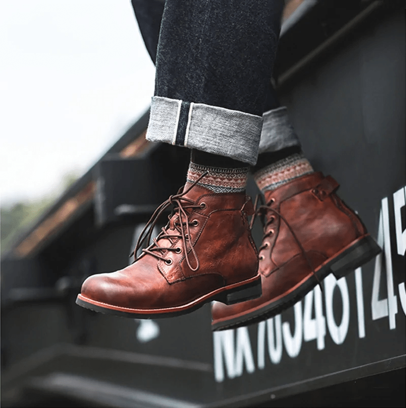 🔥Hot Sale🎁--40% OFF 🎉Mens Genuine Leather Waterproof Non-slip Arch Support Vintage Casual Boots