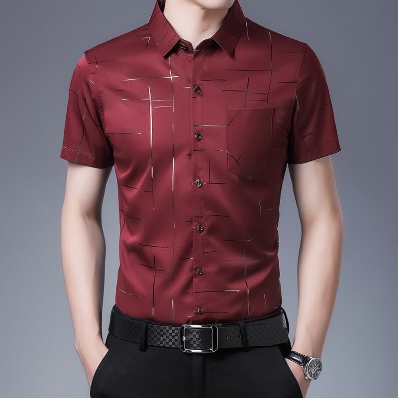 Men's Ice Silk Casual Bronzing Printed Shirt