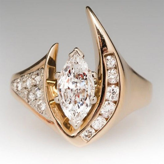 Luxury Gold Color Brilliant CZ Stone Women Wedding Rings