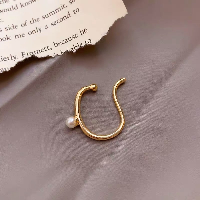 Minimalist Simulated Round Small Pearl Ear Cuff Earrings For Women