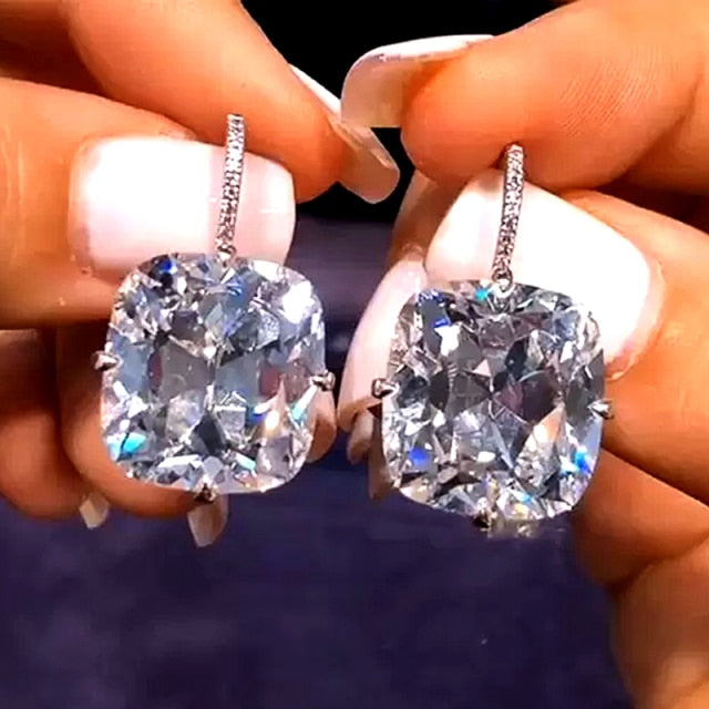 Luxury White Cubic Zirconia Dangle Earring Women