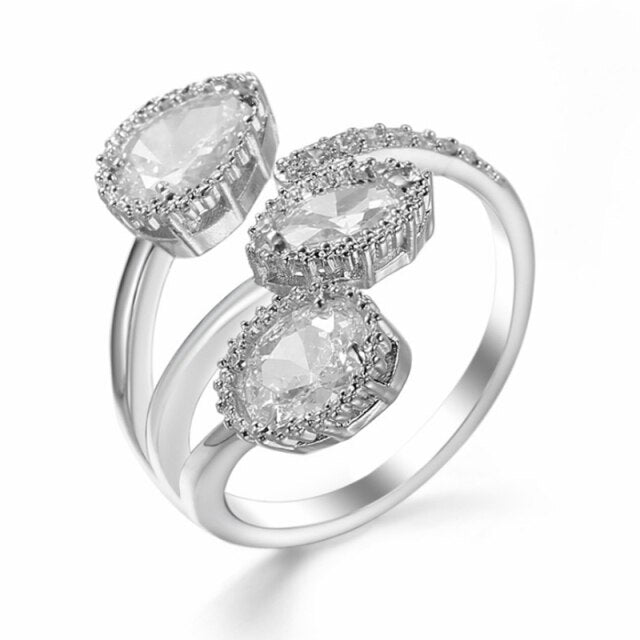 Fashion Morocco Design CZ Zirconia Crystal Open Rings