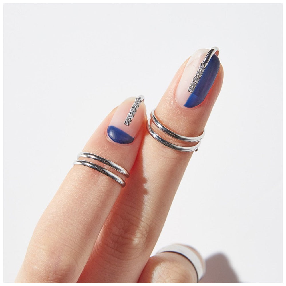 Gothic Metal Line Thin Nail Rings Daily Fingertip Protective Cover Trendy Ring