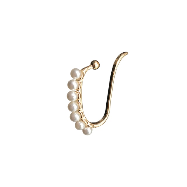 Minimalist Simulated Round Small Pearl Ear Cuff Earrings For Women