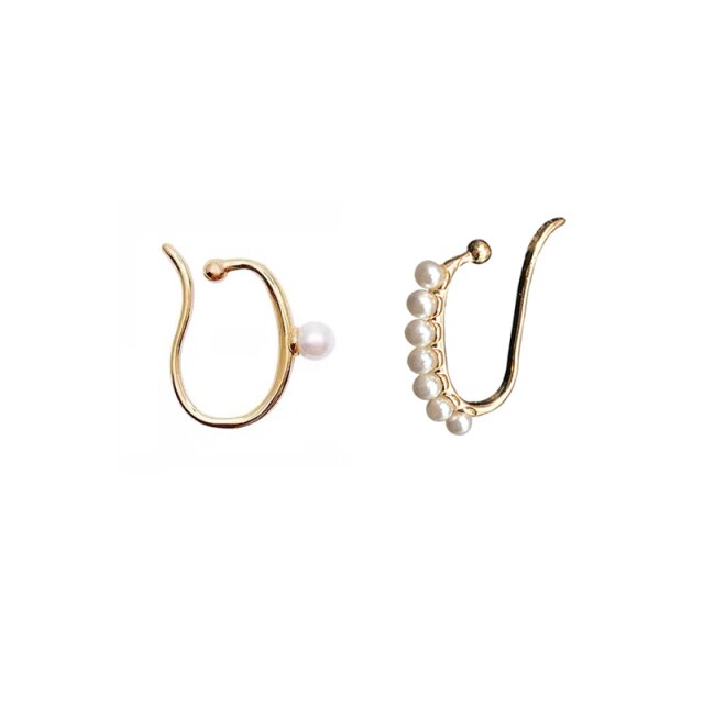 Minimalist Simulated Round Small Pearl Ear Cuff Earrings For Women