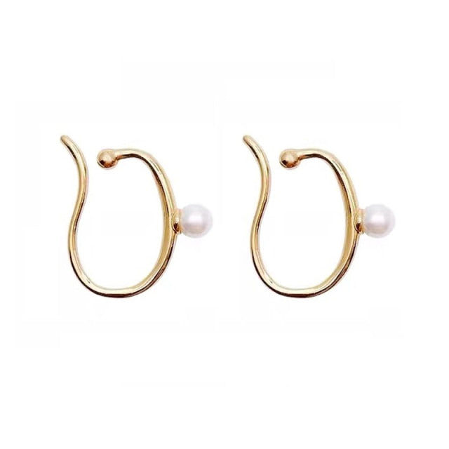 Minimalist Simulated Round Small Pearl Ear Cuff Earrings For Women